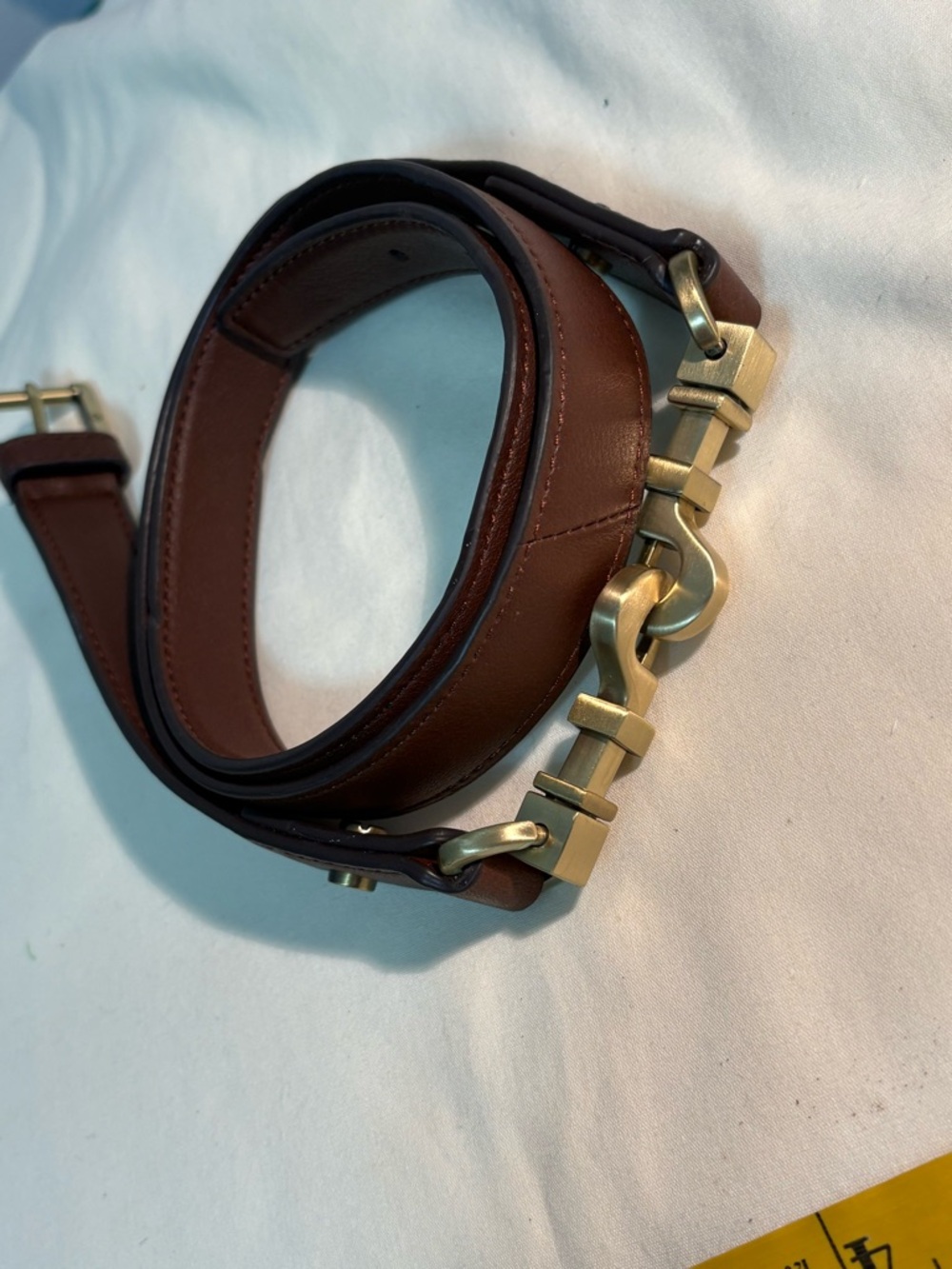 Tory Burch 43" Adjustable Dark Brown Leather Crossbody Replacement Strap Brass